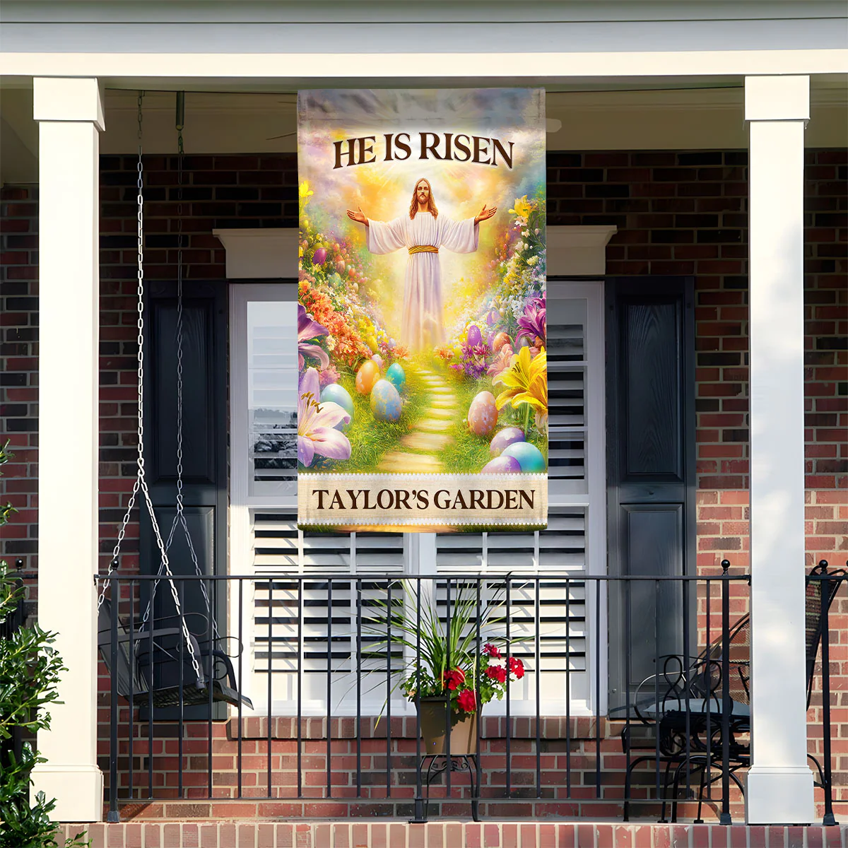 Faithregion-risen Savior Christian Easter - Personalized Garden Flag (4)