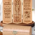 Daughter You Are My Sunshine - Personalized Openable Wooden Cylinder Sculpture Of Jesus Christ-faithregion (2)