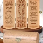 Gift To Bonus Dad Important Piece Of My Life - Personalized Openable Wooden Cylinder Sculpture Of Jesus Christ-faithregion (2)