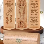 Gift To Stepdad You Make My Life Better - Personalized Openable Wooden Cylinder Sculpture Of Jesus Christ-faithregion (2)