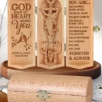 God Knew My Heart Needed You - Personalized Openable Wooden Cylinder Sculpture Of Jesus Christ-faithregion (2)