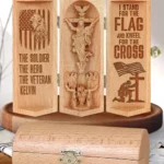 I Stand For The Flag And Kneel For The Cross - Personalized Openable Wooden Cylinder Sculpture Of Jesus Christ-faithregion (2)