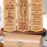 In Loving Memory Because Someone We Love Is In Heaven Custom Photo - Personalized Openable Wooden Cylinder Sculpture Of Jesus Christ-faithregion (2)