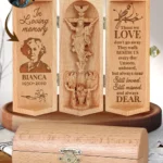 In Loving Memory - Personalized Openable Wooden Cylinder Sculpture Of Jesus Christ-faithregion (2)