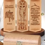 Jesus Christ & The American Soldier - Personalized Openable Wooden Cylinder Sculpture Of Jesus Christ-faithregion.com