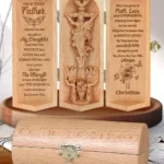 May God Protect My Daughter - Personalized Wooden Cylinder Sculpture-faithregion (2)