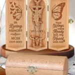 Mom Your Wings Were Ready - Personalized Openable Wooden Cylinder Sculpture Of Jesus Christ-faithregion (2)