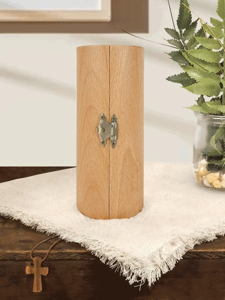 Mom Your Wings Were Ready - Personalized Openable Wooden Cylinder Sculpture Of Jesus Christ-faithregion (3)