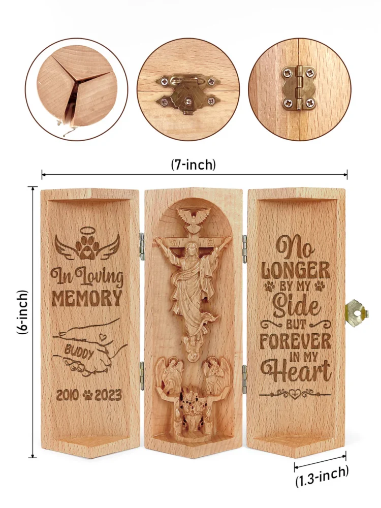 No Longer By My Side But Forever In My Heart - Personalized Openable Wooden Cylinder Sculpture Of Jesus Christ-faithregion (1)