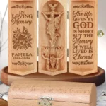 The Life Given By God Is Short But The Memory Of Well Lived Is Eternal - Memorial Wooden Cylinder Sculpture Of Jesus Christ-faithregion (2)