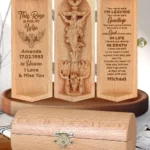 This Rose Is For My Wife - Personalized Wooden Cylinder Sculpture-faithregion (2)