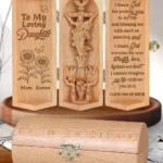 To My Daughter, Granddaughter I Love You So Much - Personalized Openable Wooden Cylinder Sculpture Of Jesus Christ-faithregion (2)