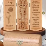 You Are Braver Than You Believe Gift For Daughter, Granddaughter, Son - Personalized Openable Wooden Cylinder Sculpture Of Jesus Christ-faithregion (2)