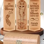Your Wings Were Ready But Our Hearts Were Not - Memorial Wooden Cylinder Sculpture Of Jesus Christ-faithregion (2)